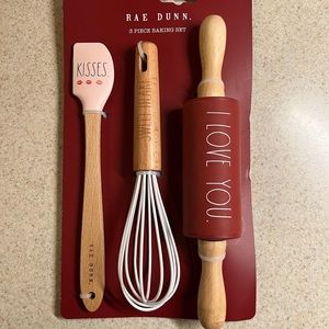 Rae Dunn Mini Valentine Set: Spatula, Whisk, and Rolling Pin